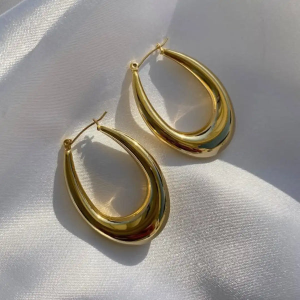 18K Gold Hoop Earrings - 18K Anti Tarnish Stainless steel