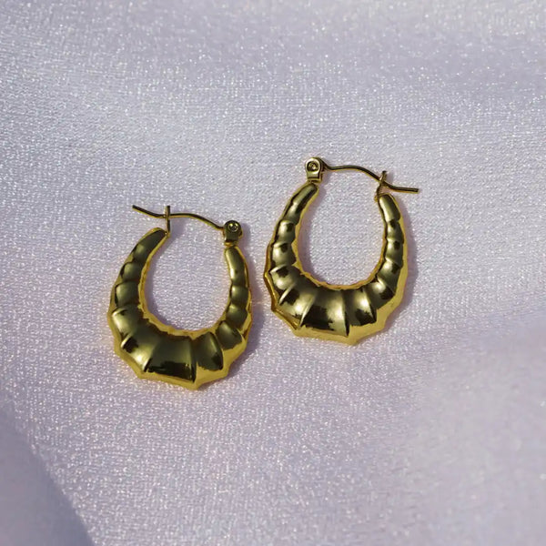 Pinched Gold Hoops - 18K Anti Tarnish Stainless steel