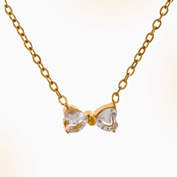 Bow Knot Pendant Necklace with Cubic Zirconia – Anti-Tarnish Chain