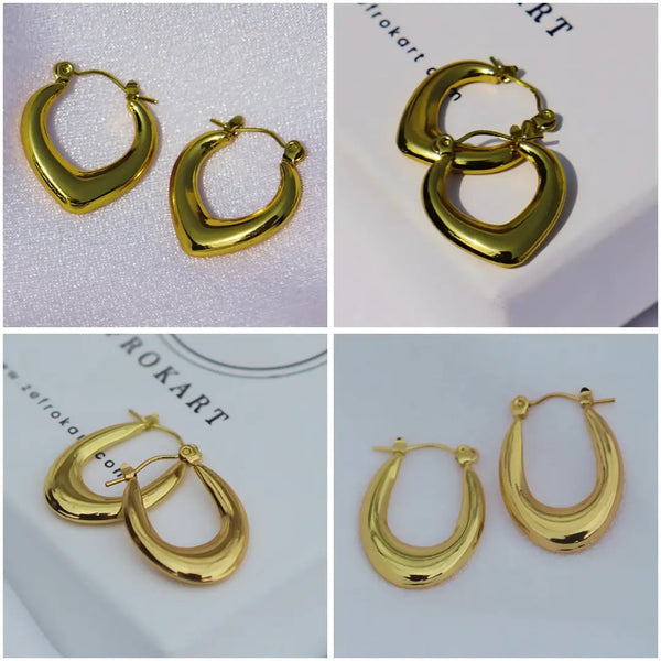 Combo of 2 - Tow Hoop Earrings - 18K Anti Tarnish Stainless steel