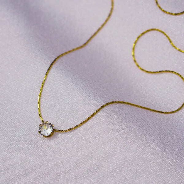 Gold-Plated Anti-Tarnish Stainless Steel Cubic Zirconia Pendant Necklace
