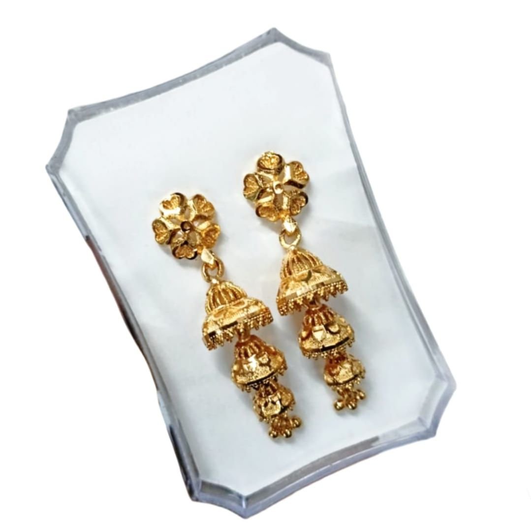 Mazak Alloy (Base Material) Party Wear Ladies Artificial Gold Plated  Jhumka, Size: 3 Inch (l) at Rs 75/pair in Mumbai